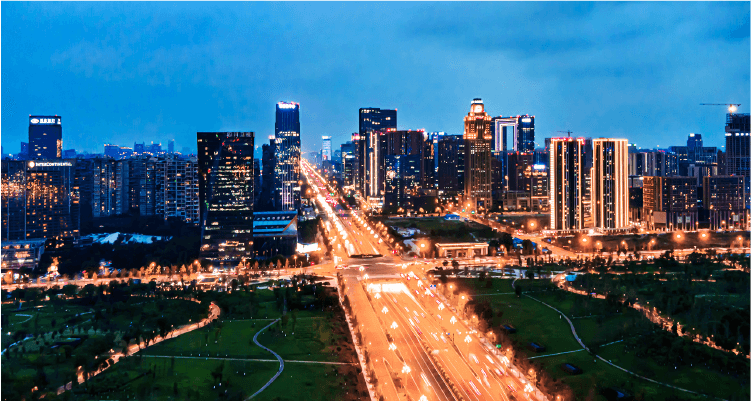 City skyline at night